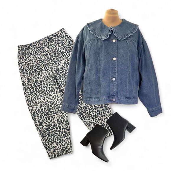 BAEVELY Womens Exaggerated Ruffle Collar Denim Jacket, NWT 3XL - Picture 5 of 11